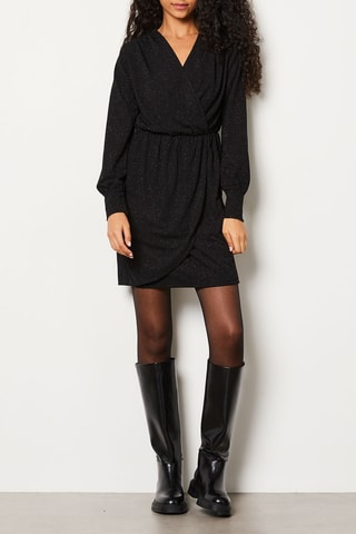 Vestido cruzado Flower - Negro