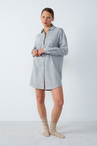Vestido-camisa de linho Isame - Caqui