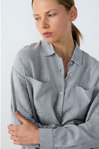 Vestido-camisa de linho Isame - Caqui