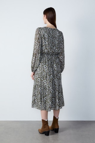Vestido midi Marche Aux Fleurs - Caqui