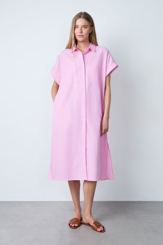 Vestido-camisa Capsule Rayure - Rosa