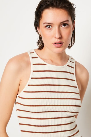 Vestido direito - Castanho e branco