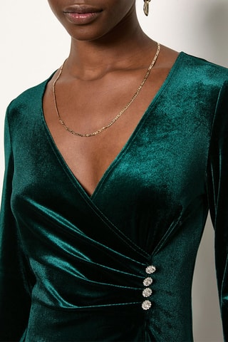 Vestido estilo patinadora em veludo After Party - Verde-escuro