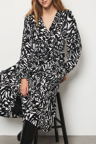 Vestido midi Joani - Preto e branco