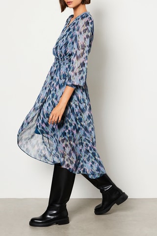 Vestido midi Ravas - Azul e rosa