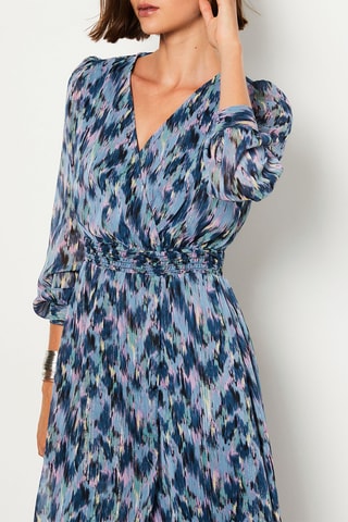 Vestido midi Ravas - Azul e rosa