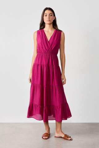 Vestido avolantado Vintage St Tropez - Fucsia