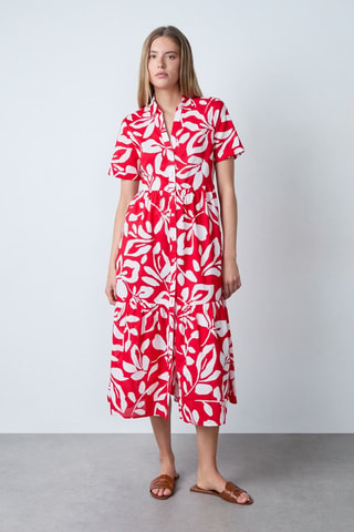 Robe chemise Essentiel - Rouge et blanc