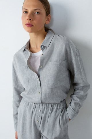 Camisa de linho Isame - Caqui
