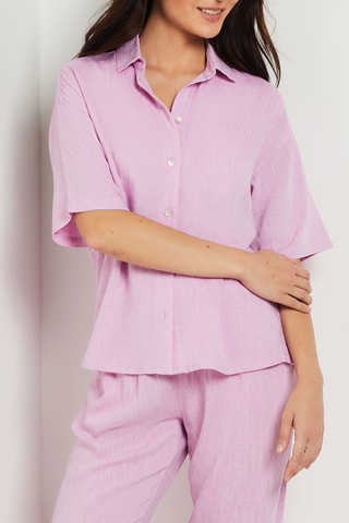 Camisa de pijama em linho Bodes - Rosa