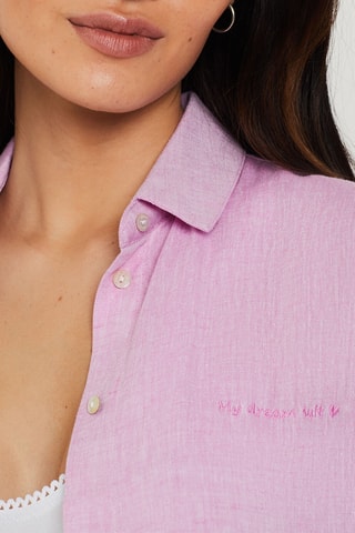 Camisa de pijama em linho Bodes - Rosa