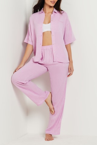 Camisa de pijama em linho Bodes - Rosa