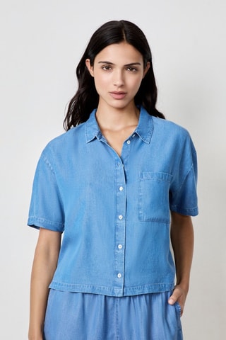Camisa de ganga Essentiel - Azul-claro