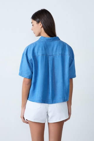 Camisa de ganga Essentiel - Azul-claro