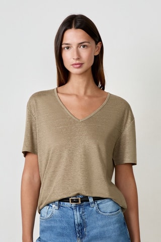 T-shirt in lino Essentiel - Kaki