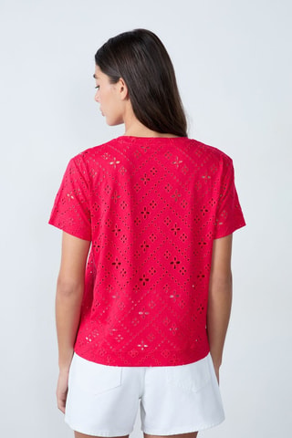 Camiseta con bordado inglés Mordern Gypset - Rojo