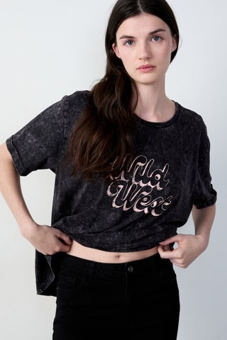 Camiseta oversize Cowboy - Negro jaspeado