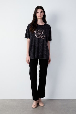 Camiseta oversize Cowboy - Negro jaspeado