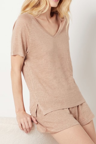 Calções de pijama em linho - Castanho mesclado - Etam