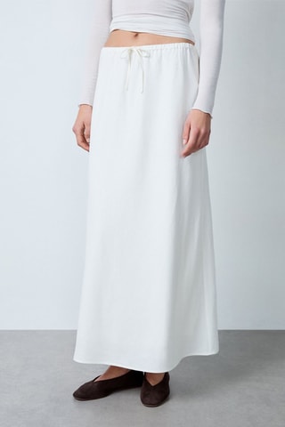 Jupe longue en lin Vintage St Tropez - Blanc