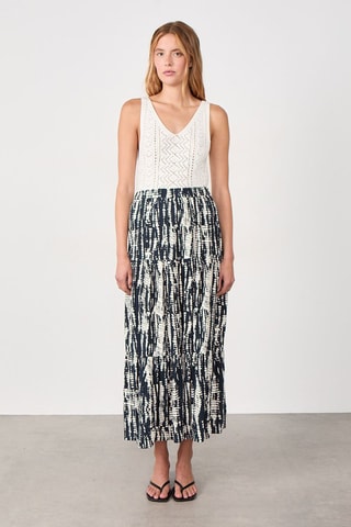 Saia comprida Coastal Cowgirl - Azul-noite e cru