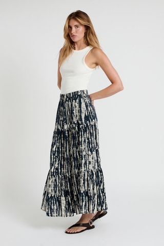 Saia comprida Coastal Cowgirl - Azul-noite e cru