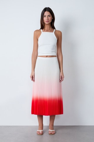 Saia plissada dip and dye Essentiel - Branco e vermelho