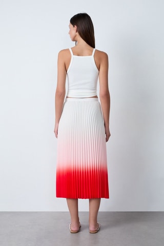 Saia plissada dip and dye Essentiel - Branco e vermelho