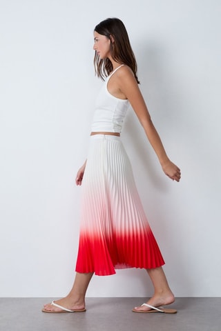 Saia plissada dip and dye Essentiel - Branco e vermelho
