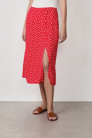 Saia direita Capsule Fleurs - Vermelho