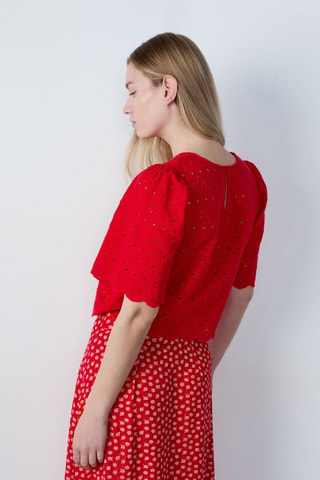Saia direita Capsule Fleurs - Vermelho