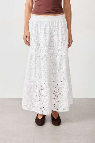Saia comprida em bordado inglês Mordern Gypset - Branco
