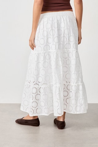 Saia comprida em bordado inglês Mordern Gypset - Branco