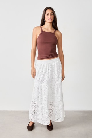 Saia comprida em bordado inglês Mordern Gypset - Branco