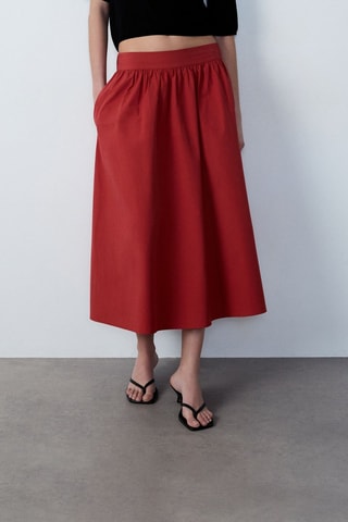 Saia midi Afternoon Light - Vermelho-tijolo