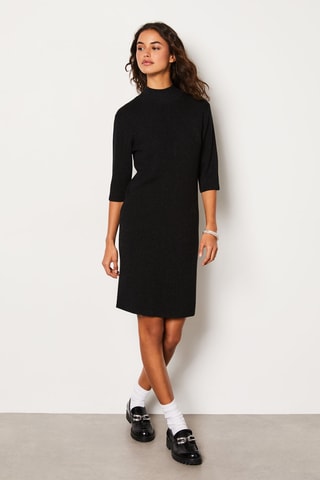 Vestido-camisola em lã - Preto