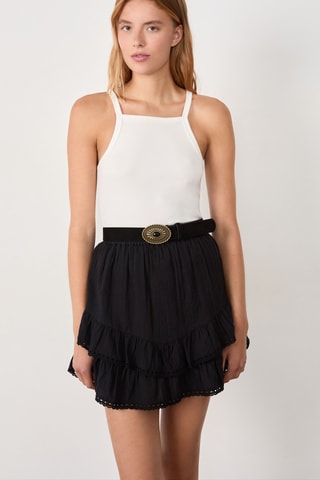 Ceinture en croûte de cuir - Noir