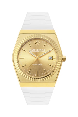 Reloj de silicona - Blanco y dorado