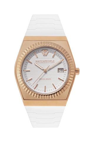 Reloj de cuarzo de silicona - Blanco y dorado