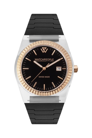 Reloj de cuarzo de silicona - Negro y transparente