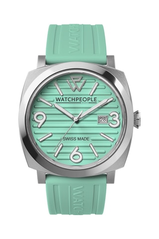 Reloj de cuarzo de silicona - Verde y plateado