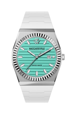 Reloj de cuarzo de silicona - Blanco y plateado