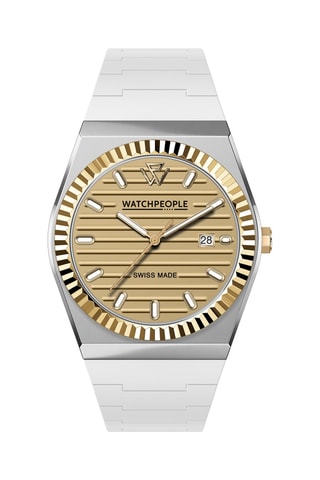 Reloj de cuarzo de silicona - Blanco y plateado