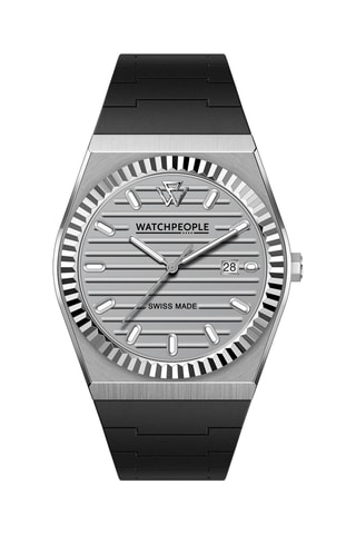 Reloj de cuarzo de silicona - Negro y plateado