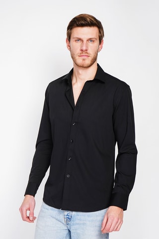 Camicia taglio dritto in bambù - Nero