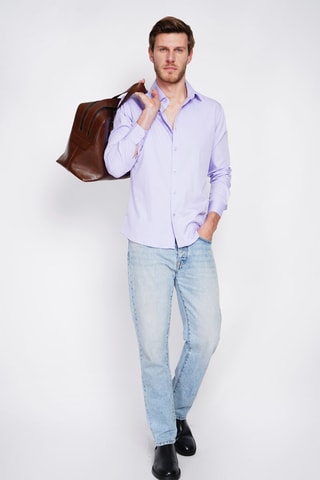 Camicia taglio dritto in bambù - Viola