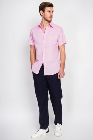Camicia regular in lino - Rosa