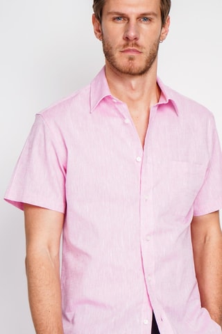 Camicia regular in lino - Rosa