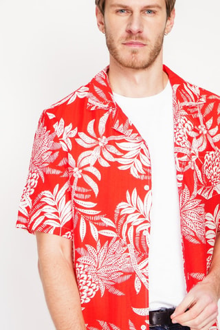 Camicia in lino - Bianco e rosso
