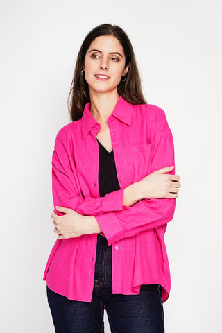 Camicia in lino - Fucsia